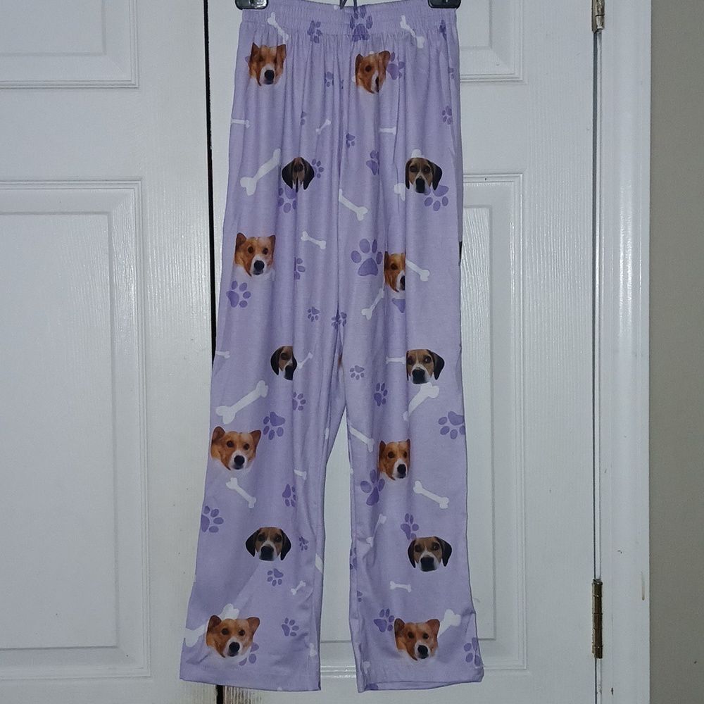 Dog face print pajama bottoms  Sz 8-9 yrs  NWOT
